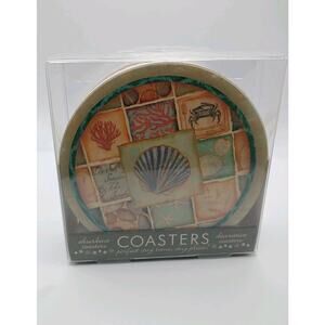 Set of 4 Thirstystone Natural Sandstone Beach Vibes Drink Coasters Beach House